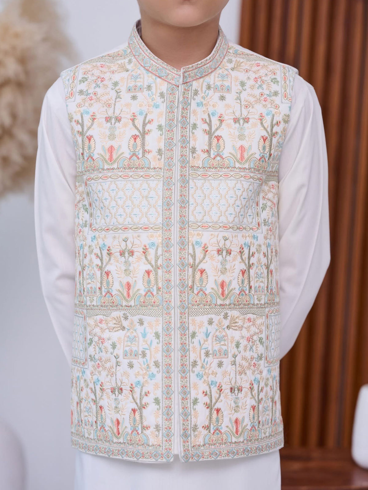 Boys 3-Piece Waistcoat Kurta Shalwar Set – Traditional Pakistani Ethnic Wear