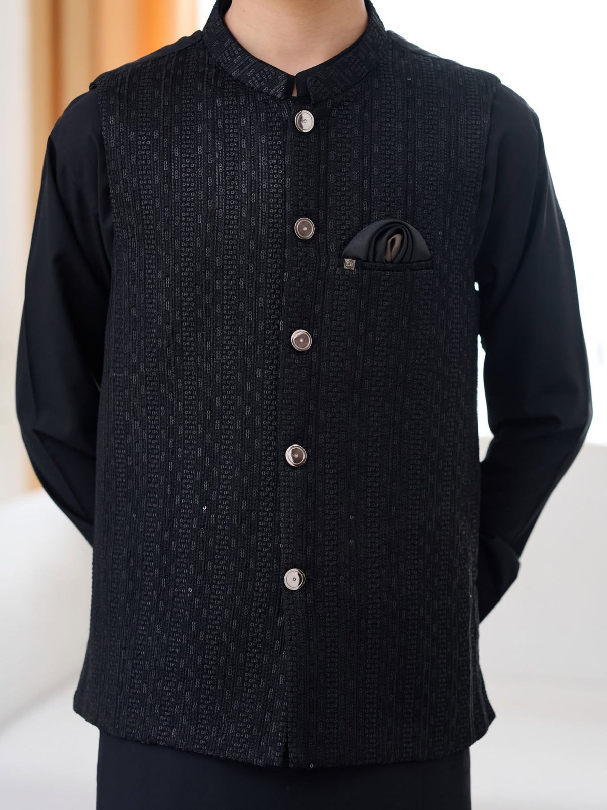 Boys 3-Piece Waistcoat Kurta Shalwar Set – Traditional Pakistani Ethnic Wear