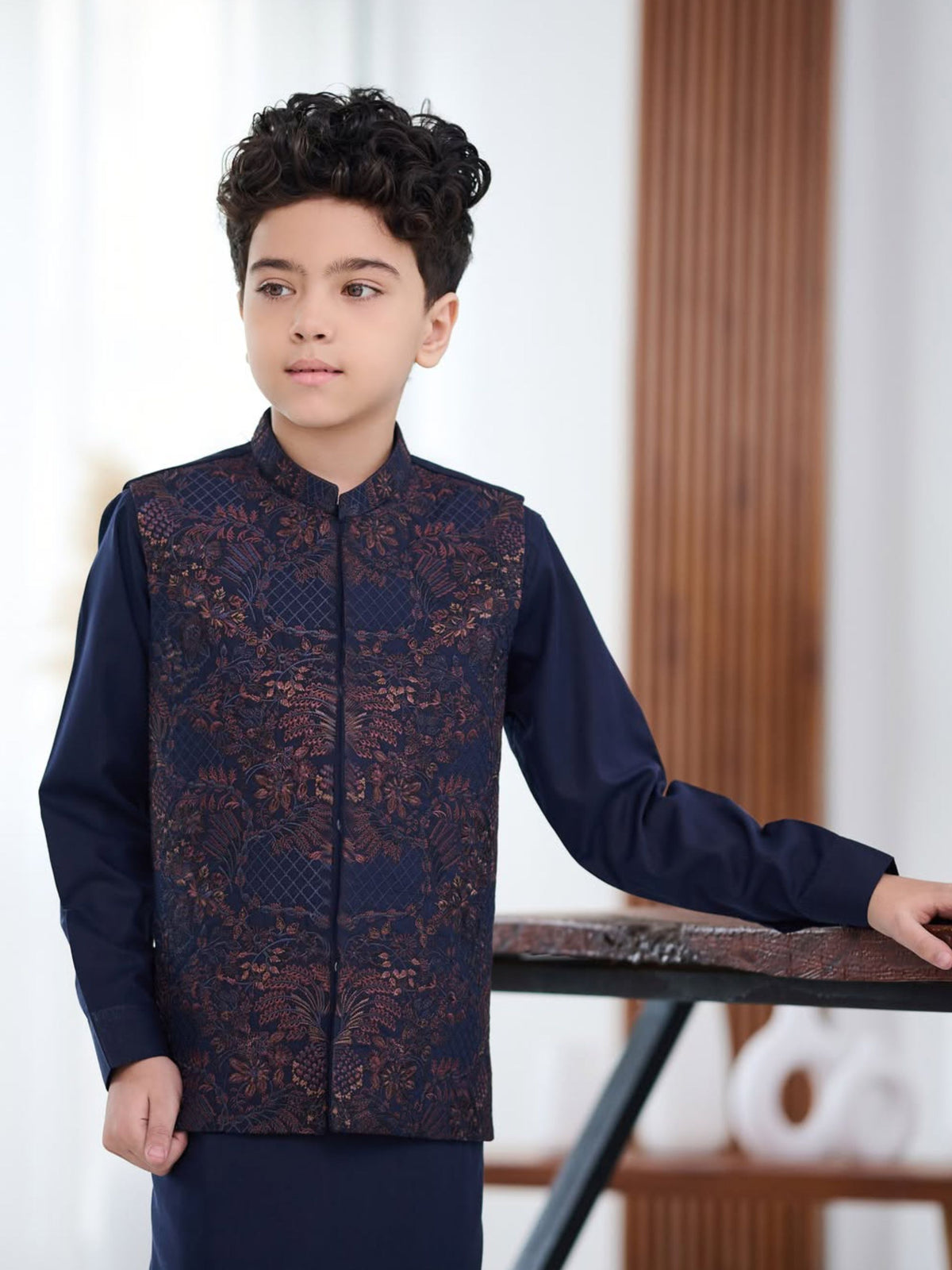 Boys 3-Piece Waistcoat Kurta Shalwar Set – Traditional Pakistani Ethnic Wear