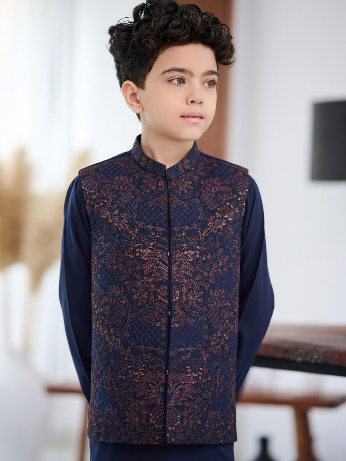 Boys 3-Piece Waistcoat Kurta Shalwar Set – Traditional Pakistani Ethnic Wear