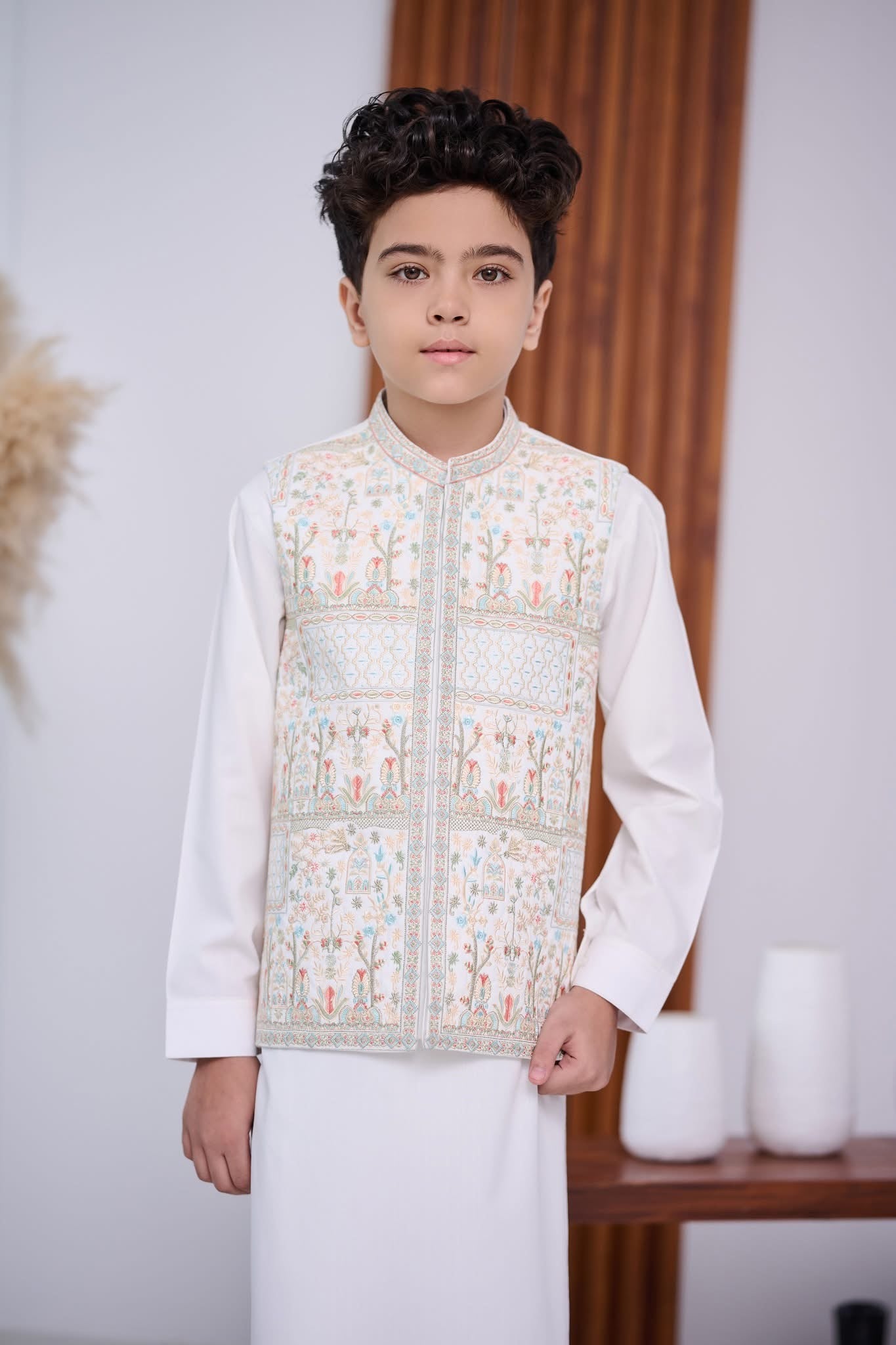 Boys 3-Piece Waistcoat Kurta Shalwar Set – Traditional & Stylish Ethnic Wear