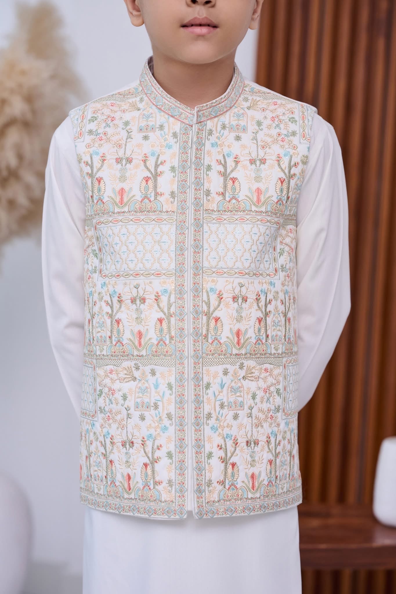 Boys 3-Piece Waistcoat Kurta Shalwar Set – Traditional & Stylish Ethnic Wear